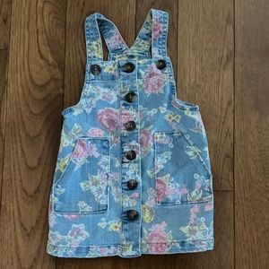 Wonder Nation - Girl's Denim Jumper with Floral Print (Size: 12 Months)